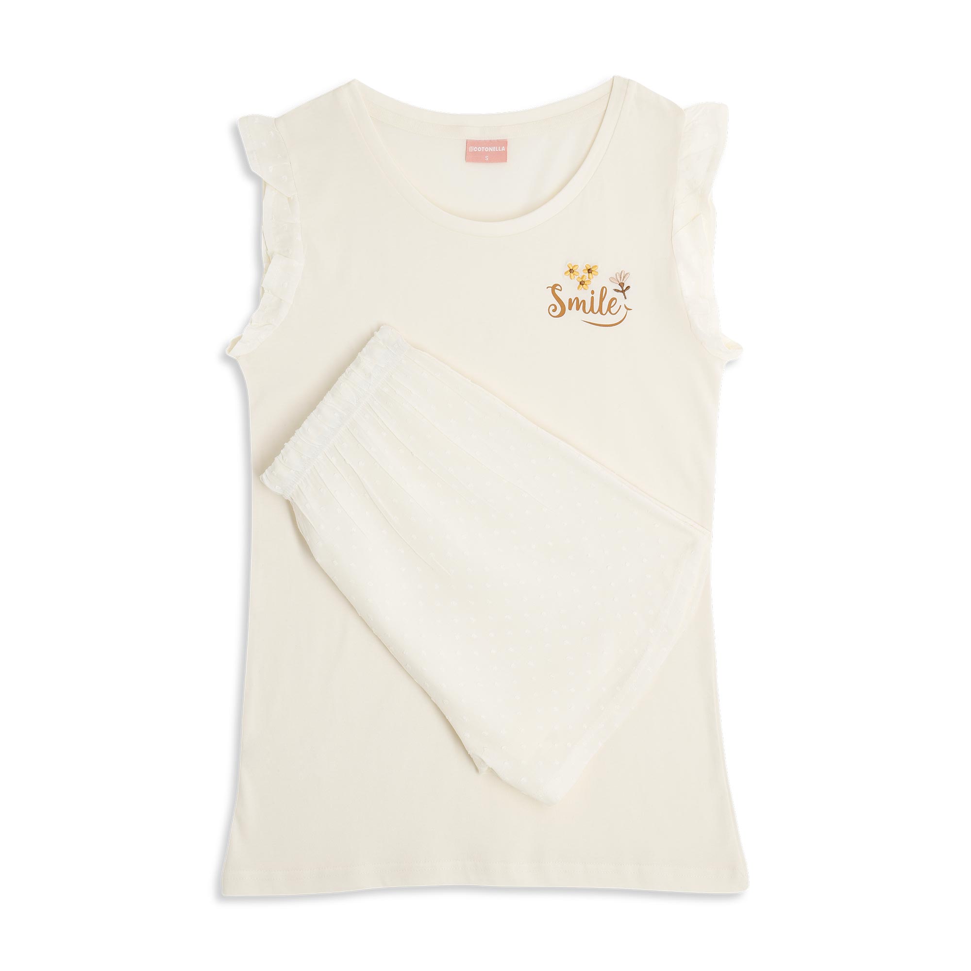 Pigiama Con Canotta+shorts Donna Cotonella Panna DDG45_00039