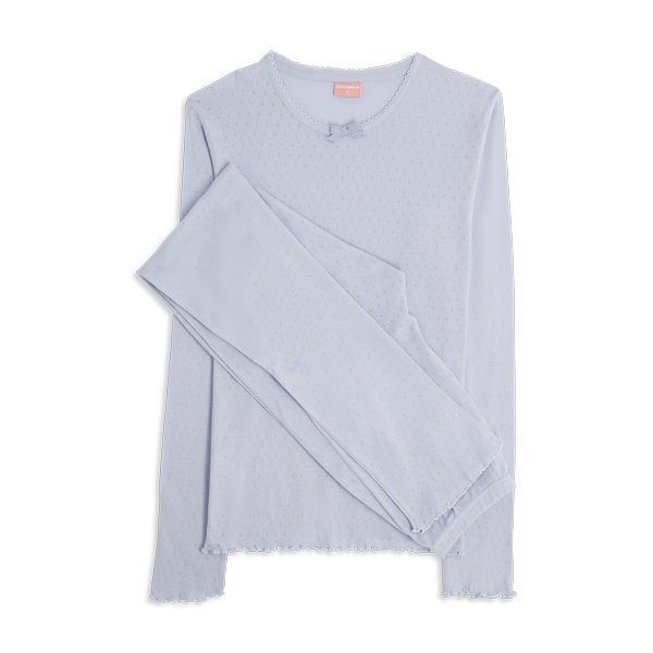 Pigiama Girocollo Manica Lunga+pan.lungo Donna Cotonella Azzurro Polvere DDG47_00063_2