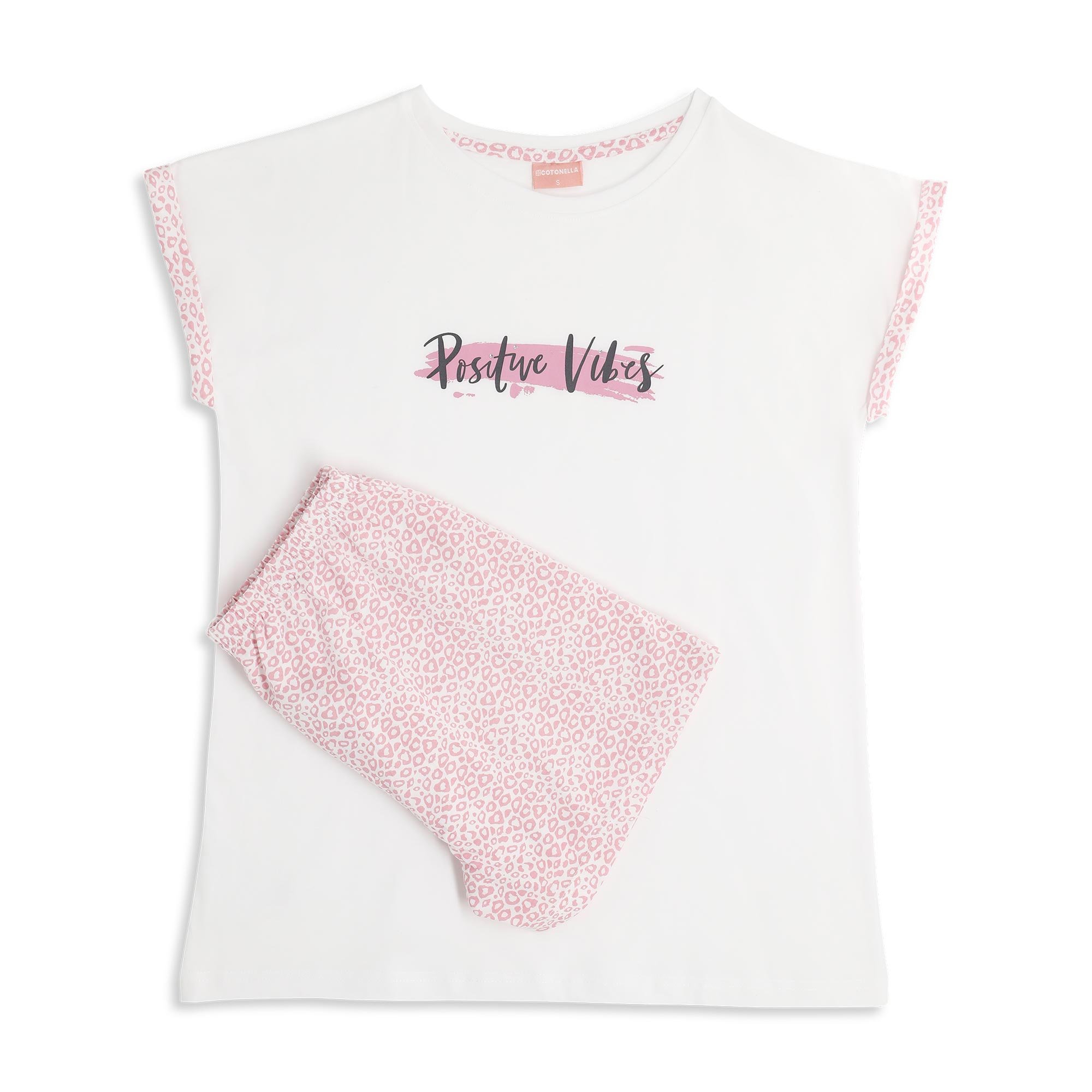 Pigiama Girocollo Manica Corta+shorts Donna Cotonella Rosa DDG58_00004_2