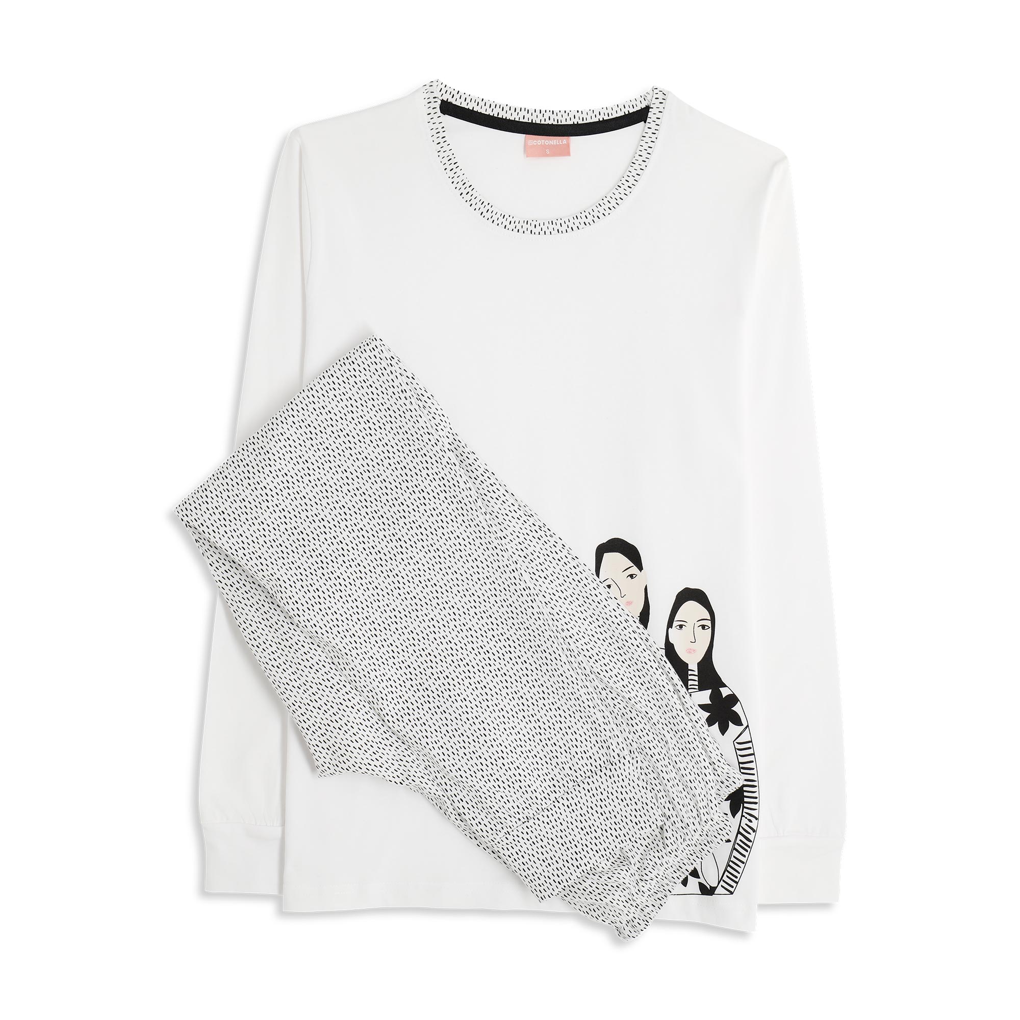Pigiama Girocollo Manica Lunga+pan.lungo Donna Cotonella Bianco DDG60_00001_2