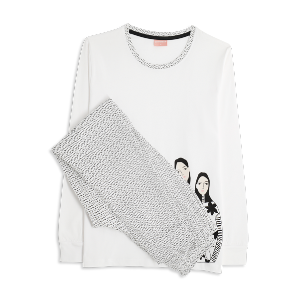 Pigiama Girocollo Manica Lunga+pan.lungo Donna Cotonella Bianco DDG60_00001_2
