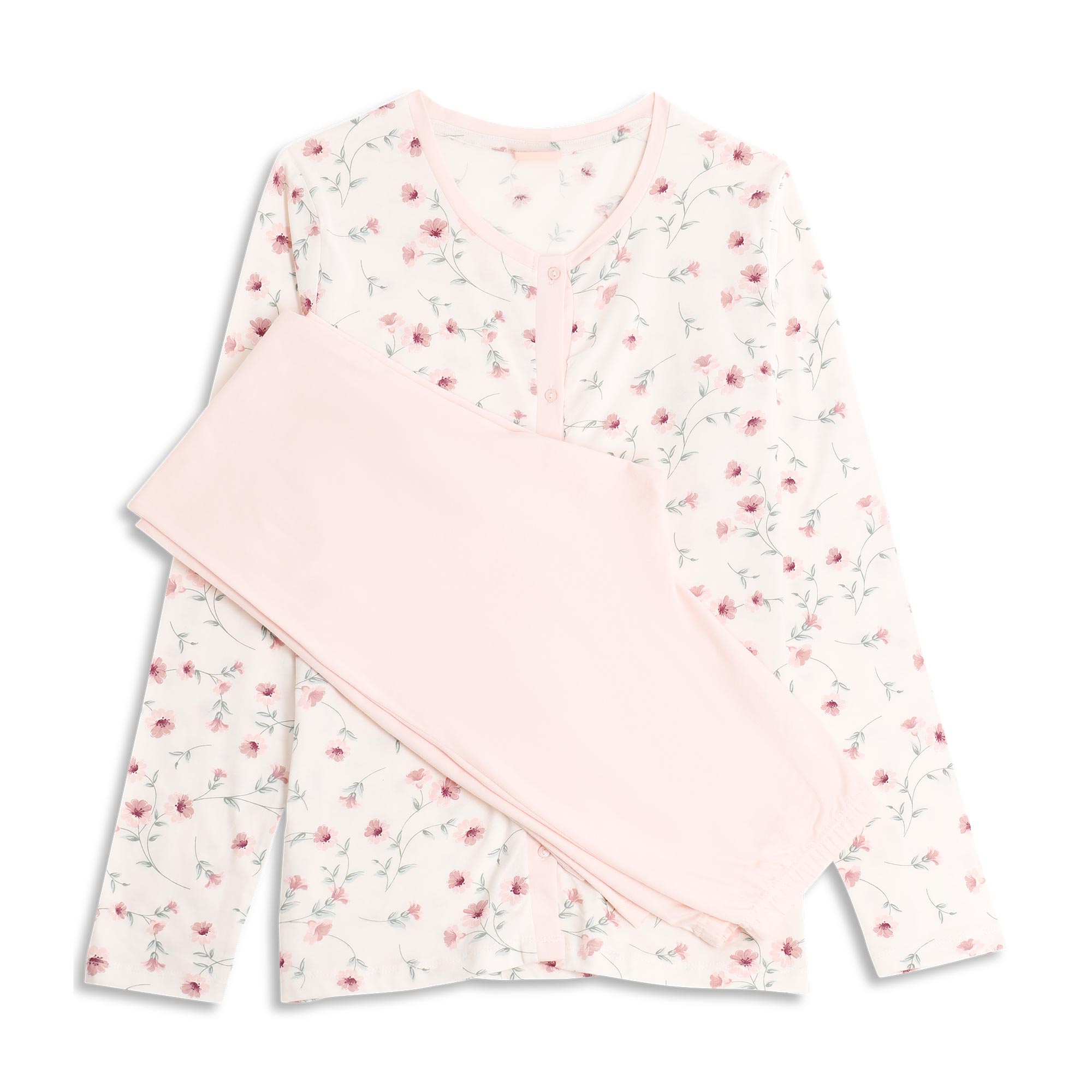 Pigiama Aperto Manica Lunga+pant.lungo Donna Cotonella Rosa Cipria DDG68_RC004_3