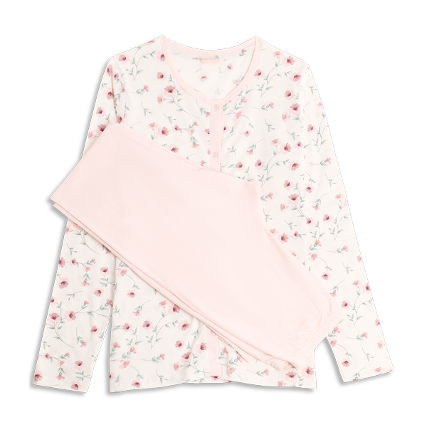 Pigiama Aperto Manica Lunga+pant.lungo Donna Cotonella Rosa Cipria DDG68_RC004_3