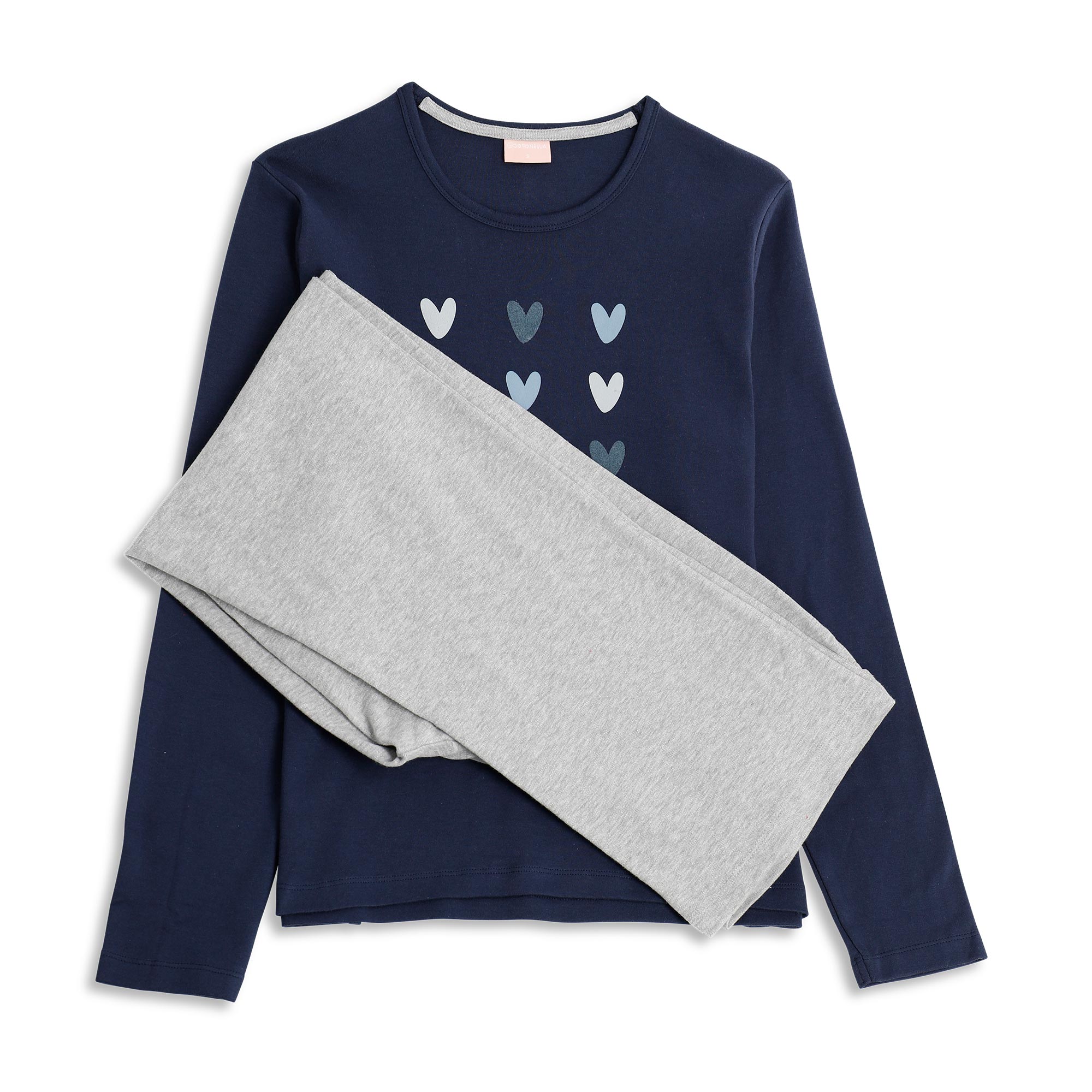 Pigiama Girocollo Manica Lunga+pan.lungo Donna Cotonella Blu DDG70_0C014