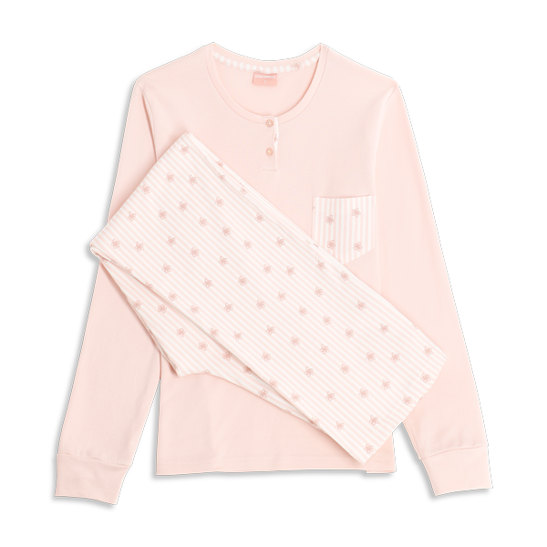 Pigiama Serafino Manica Lunga+pant.lungo Donna Cotonella
