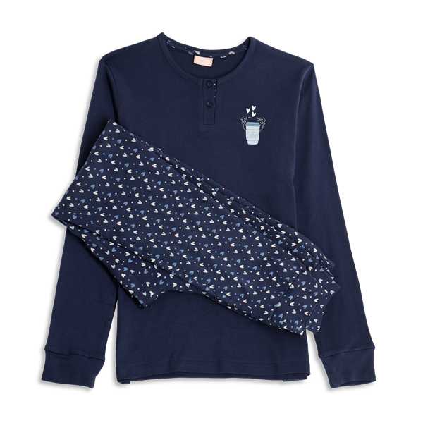 Pigiama Serafino Manica Lunga+pant.lungo Donna Cotonella