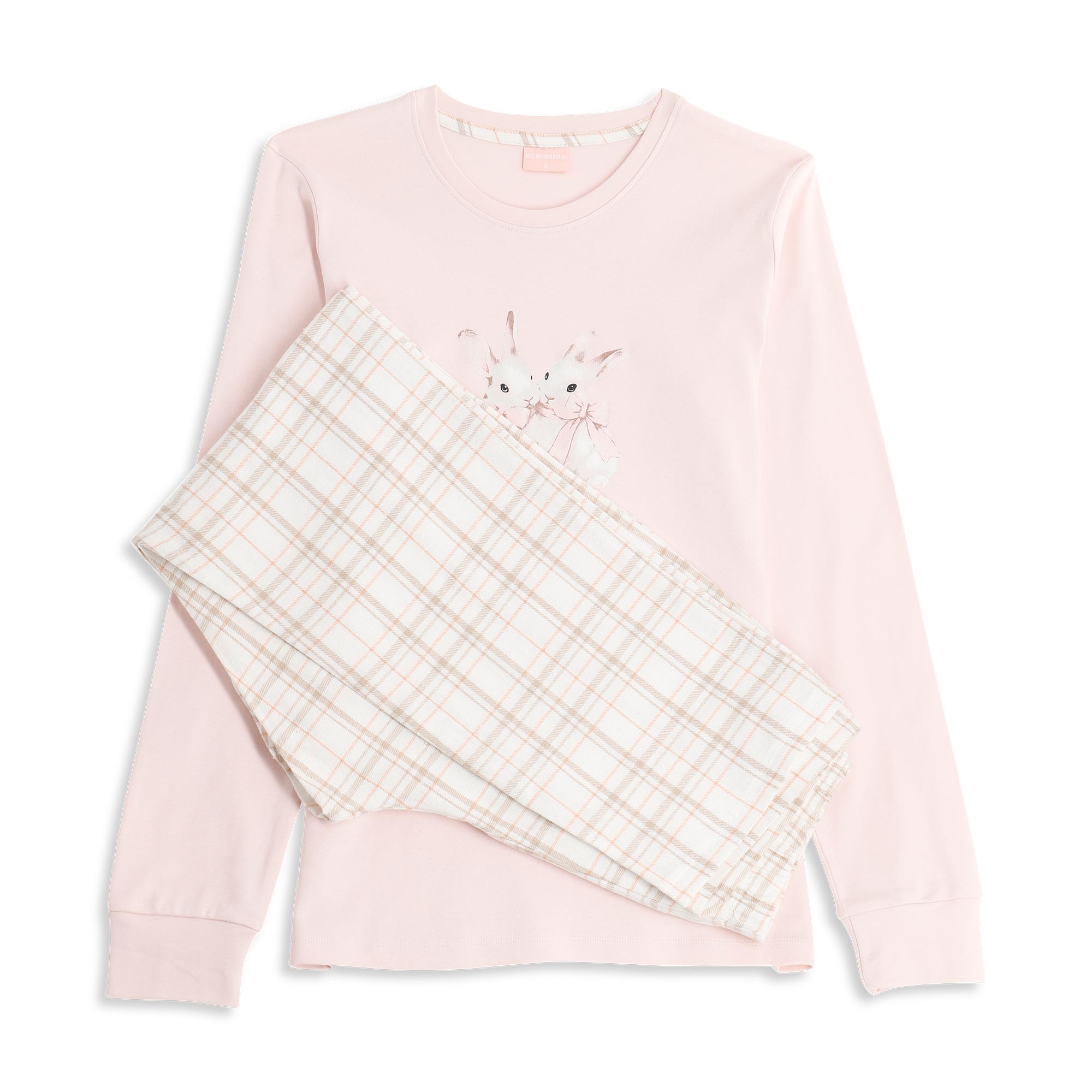 Pigiama Girocollo Manica Lunga+pan.lungo Donna Cotonella Rosa Cipria DDG77_RC004_2