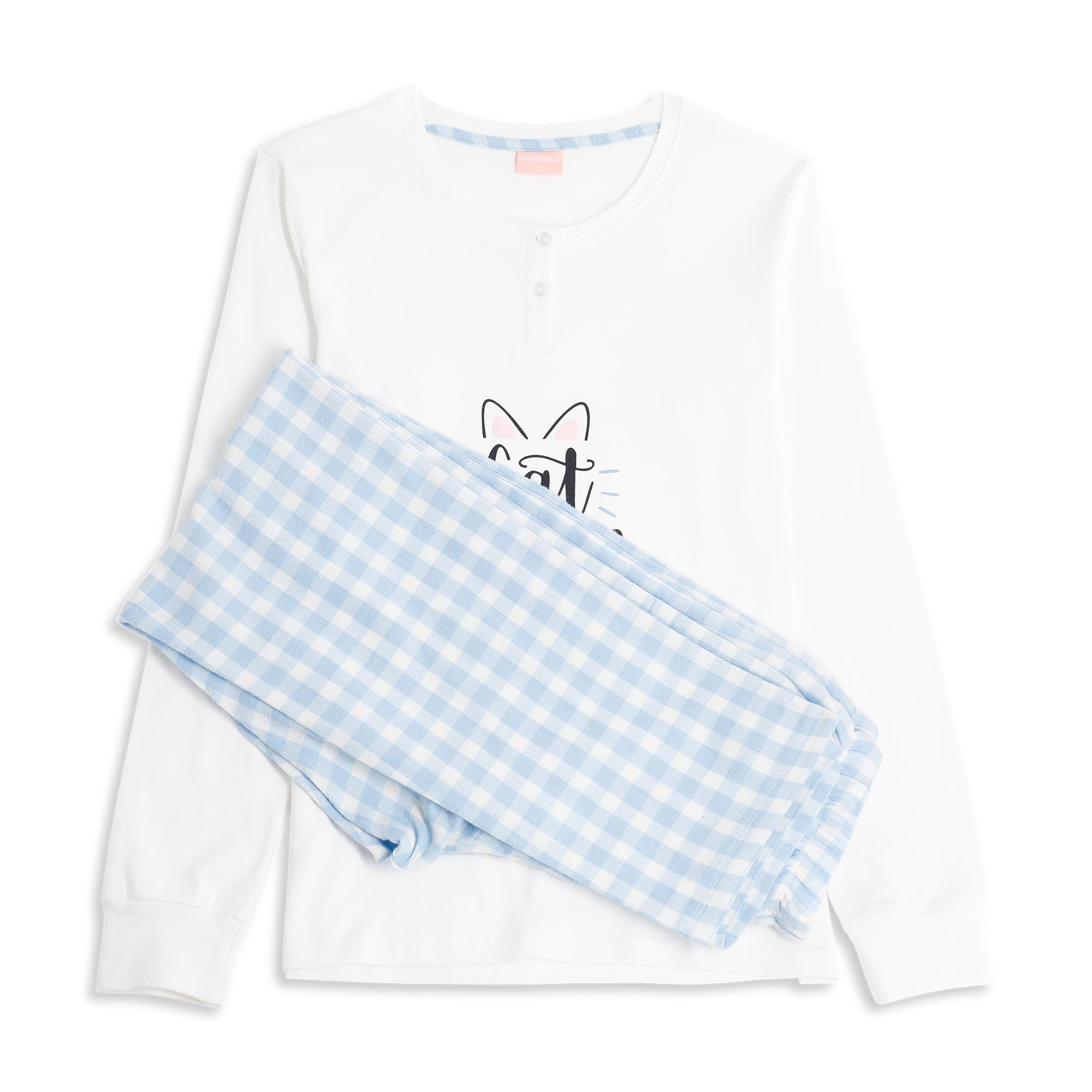 Pigiama Serafino Manica Lunga+pant.lungo Donna Cotonella Panna DDG78_00039_2