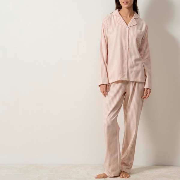 Pigiama Aperto Manica Lunga+pant.lungo Donna Cotonella Rosa Cipria DDG79_RC004