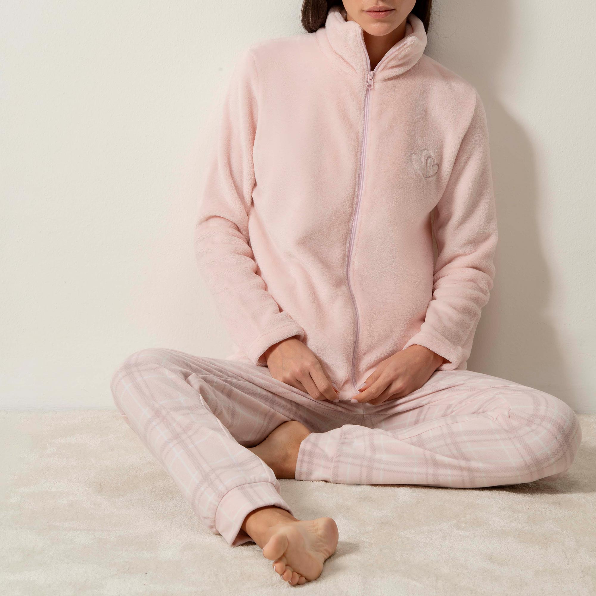 Tuta Con Zip Donna Cotonella Rosa Cipria DDG85_RC004