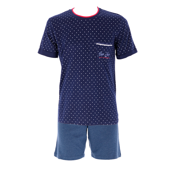 Pigiama Girocollo M/m + Shorts Uomo Cotonella Blu DU369_00014