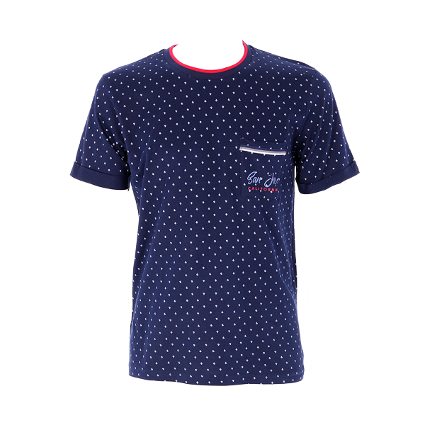Pigiama Girocollo M/m + Shorts Uomo Cotonella Blu DU369_00014_2