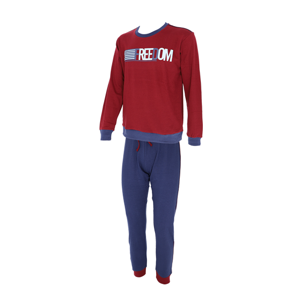 Pigiama Girocollo M/l + Pant. Lungo Uomo Cotonella Bordeaux DU501_BD025_2