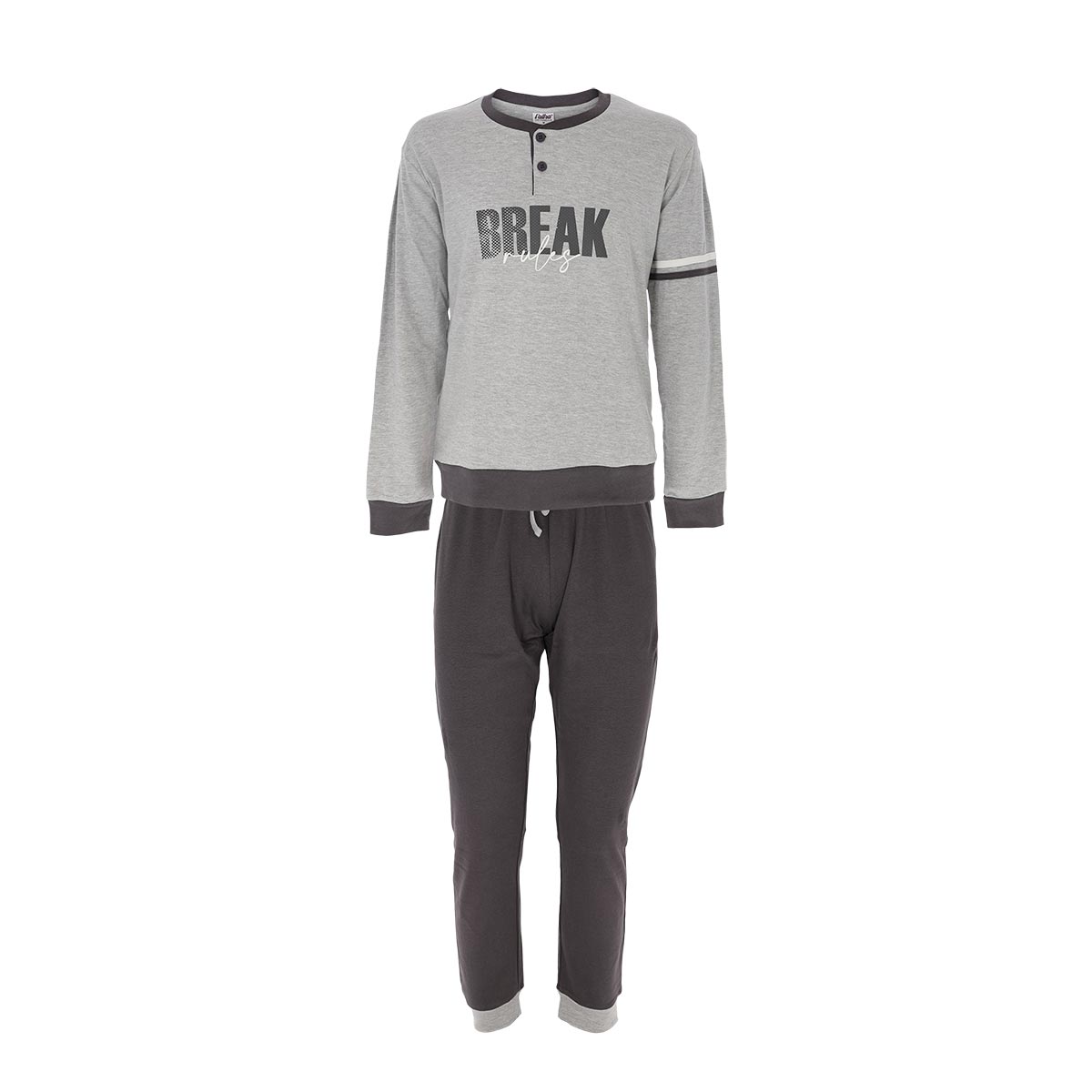 Pigiama Serafino M/l + Pant. Lungo Uomo Cotonella Grigio MÉlange DU502_A1122_2