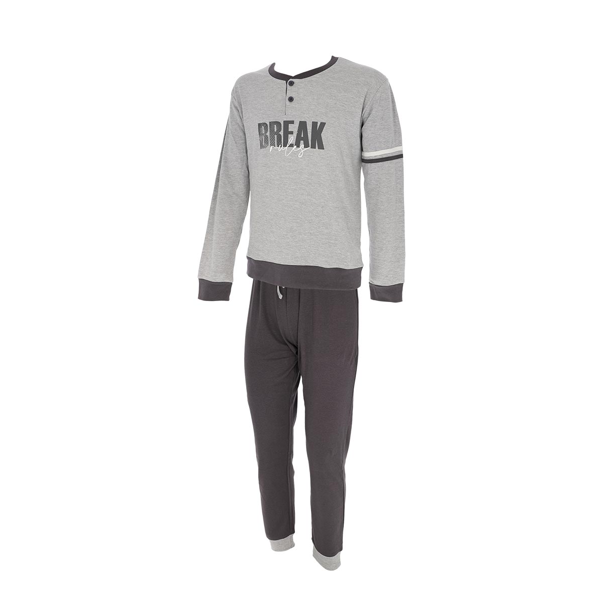 Pigiama Serafino M/l + Pant. Lungo Uomo Cotonella Grigio MÉlange DU502_A1122_3