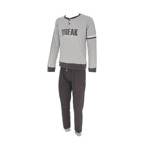 Pigiama Serafino M/l + Pant. Lungo Uomo Cotonella Grigio MÉlange DU502_A1122_3