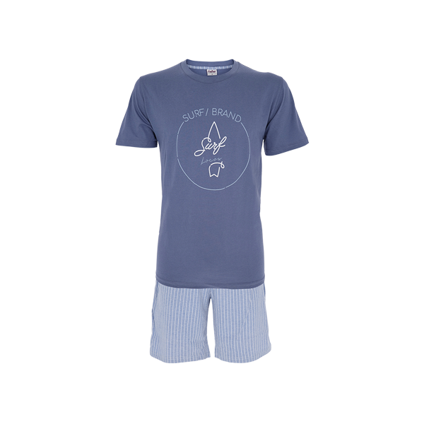 Pigiama Girocollo M/m + Shorts Uomo Cotonella Avio DU511_0A120_2