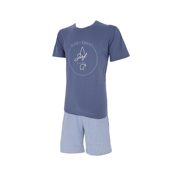 Pigiama Girocollo M/m + Shorts Uomo Cotonella Avio DU511_0A120_3