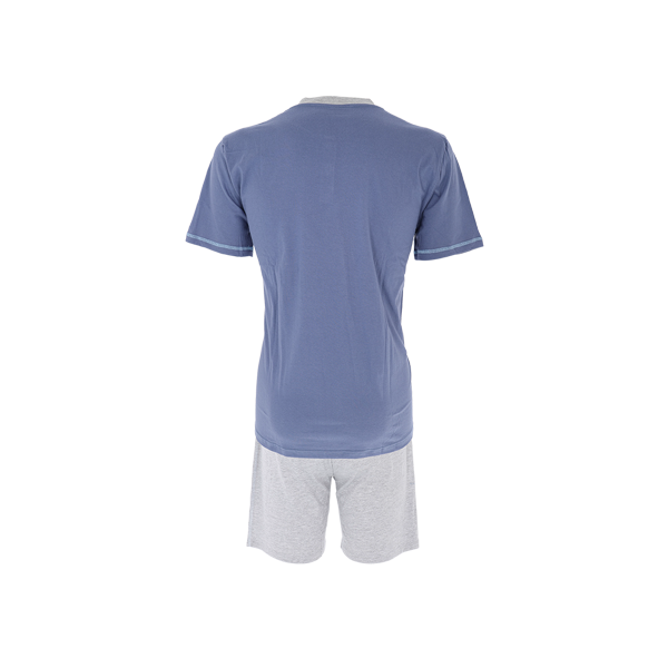 Pigiama Serafino M/m + Shorts Uomo Cotonella Avio DU518_00089_4