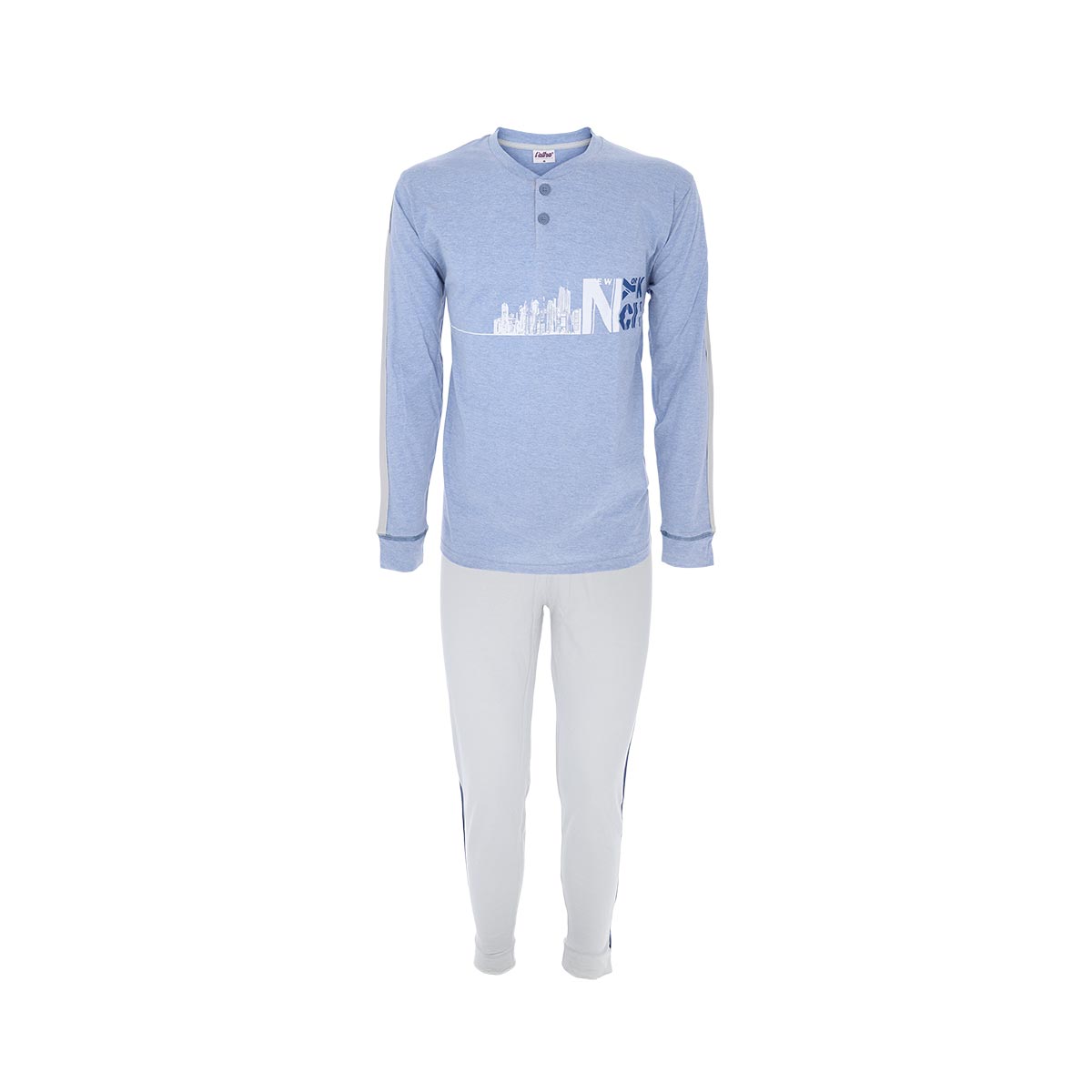 Pigiama Serafino M/l +pant.lungo Uomo Cotonella Blu Denim DU522_BLD14