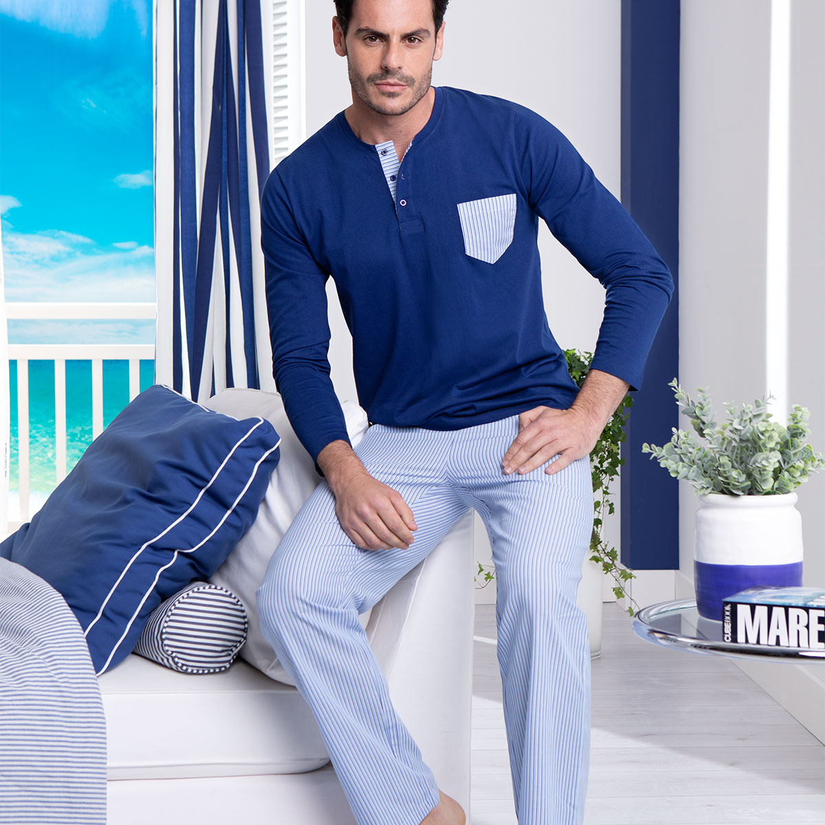 Pigiama Serafino M/l + Pant. Lungo Uomo Cotonella DU560