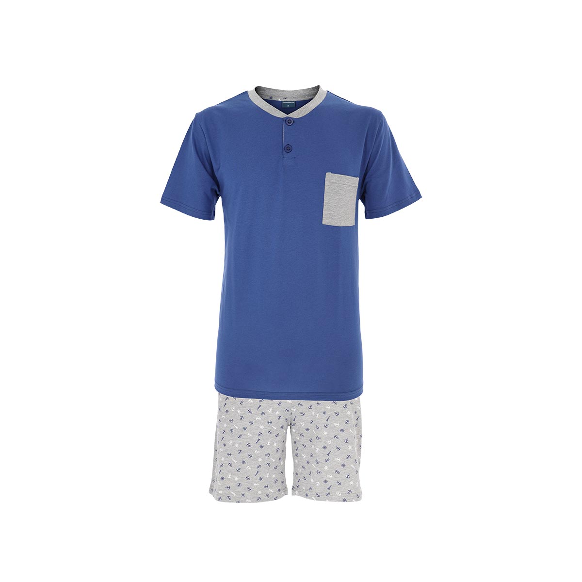 Pigiama Serafino Manica Corta+shorts Uomo Cotonella Blu DU613_00014