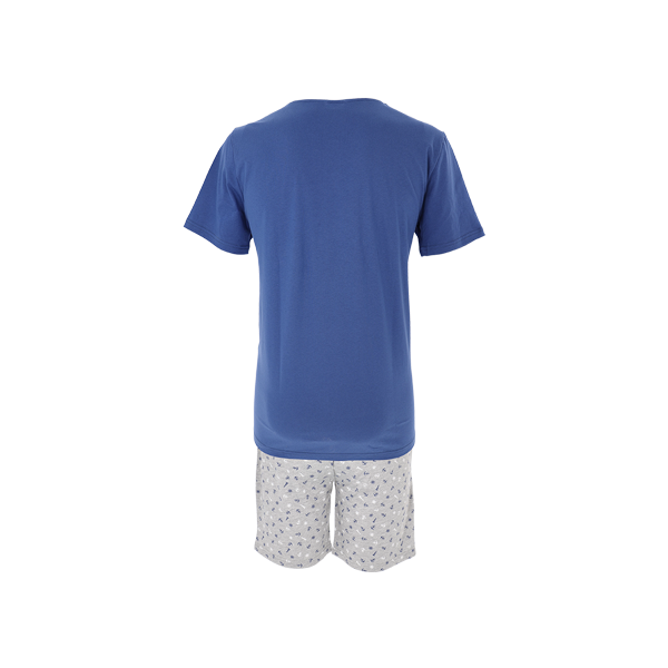 Pigiama Serafino Manica Corta+shorts Uomo Cotonella Blu DU613_00014_3