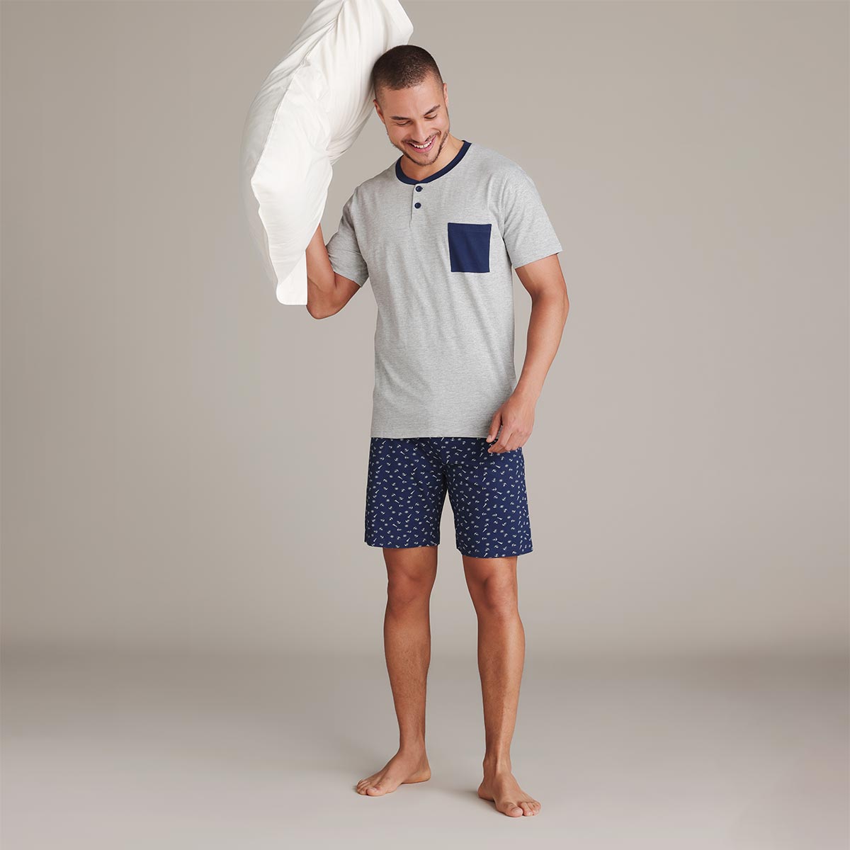 Pigiama Serafino Manica Corta+shorts Uomo Cotonella DU613_4