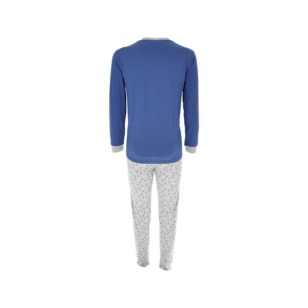 Pigiama Serafino Manica Lunga+pant.lungo Uomo Cotonella Blu DU614_00014_3