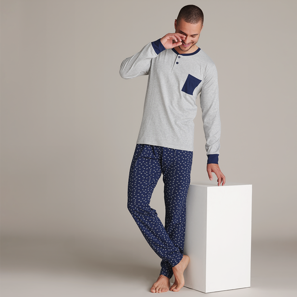 Pigiama Serafino Manica Lunga+pant.lungo Uomo Cotonella DU614_4