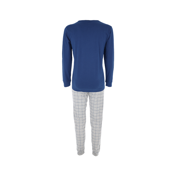 Pigiama Serafino Manica Lunga+pant.lungo Uomo Cotonella Blu DU621_00014_3
