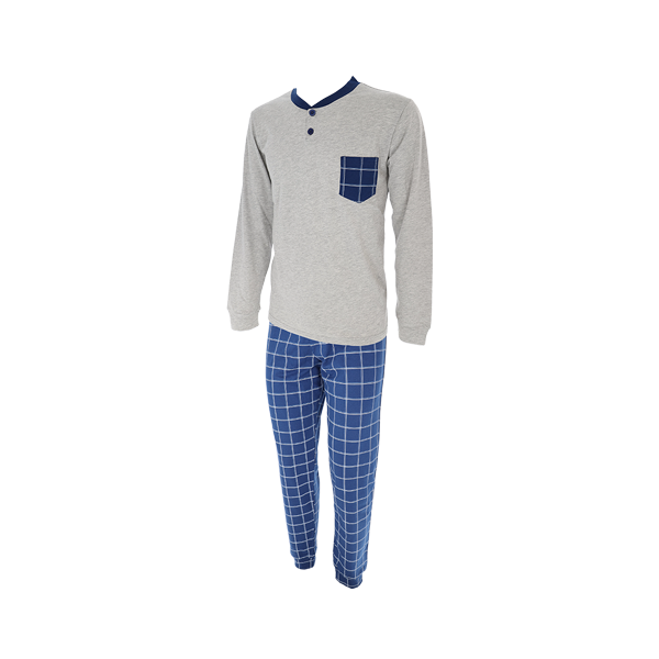 Pigiama Serafino Manica Lunga+pant.lungo Uomo Cotonella Grigio Melange DU621_00113_3