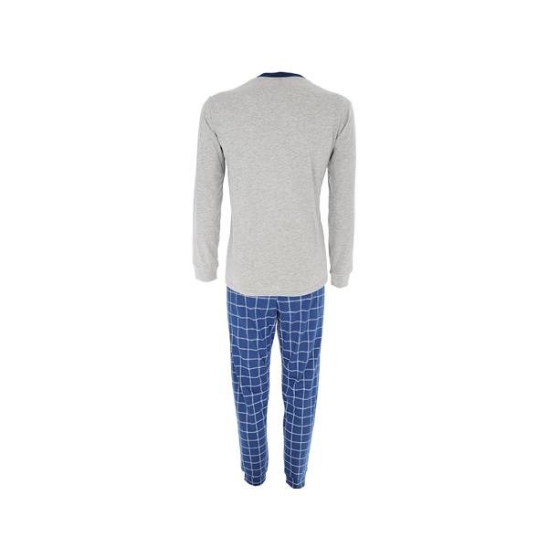 Pigiama Serafino Manica Lunga+pant.lungo Uomo Cotonella Grigio Melange DU621_00113_4