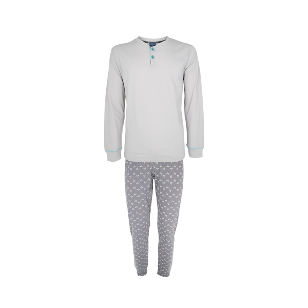 Pigiama Serafino Manica Lunga+pant.lungo Uomo Cotonella Grigio DU650_00013