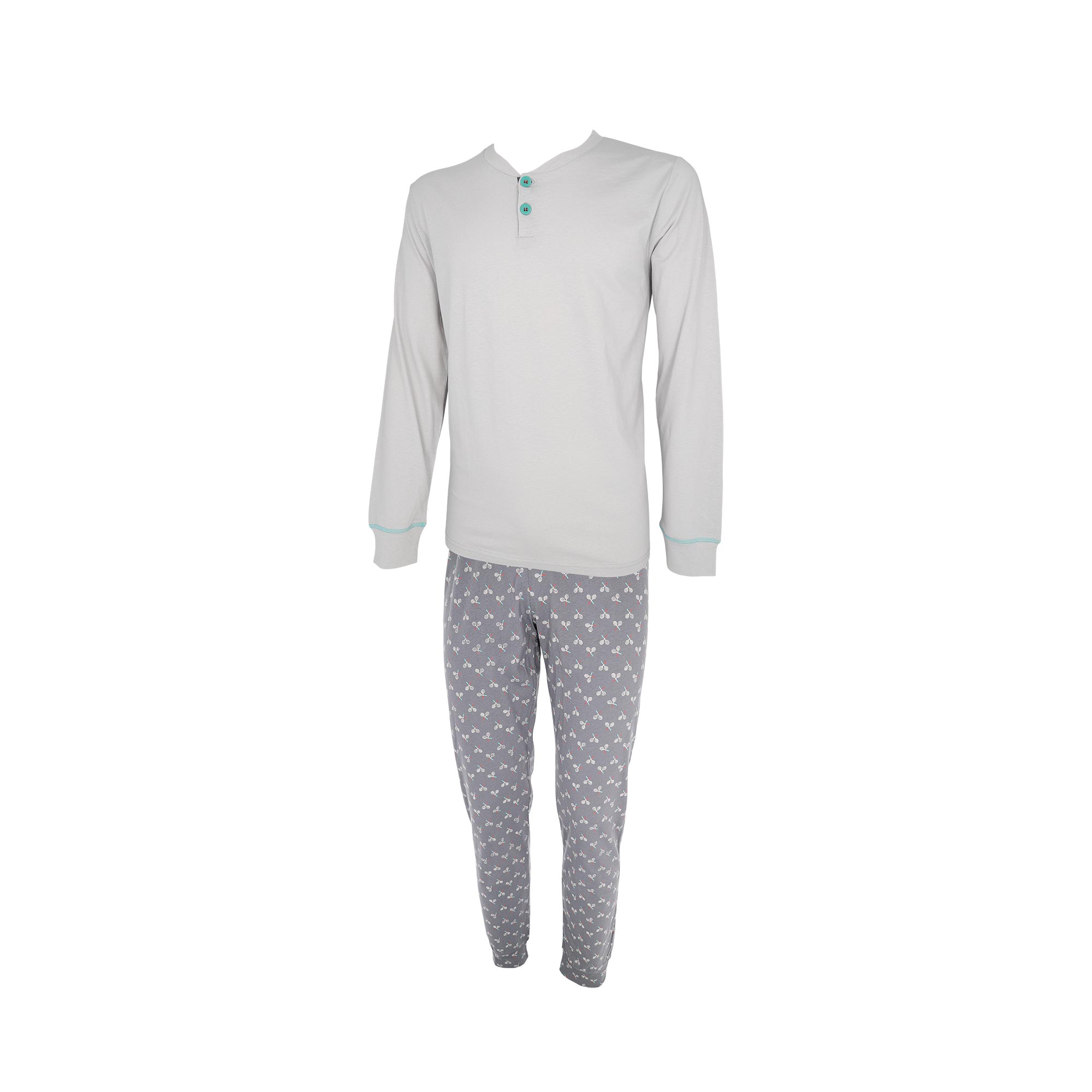 Pyjama Homme Long En Coton à Carreaux - Ensemble Nuit Confortable Haut Manches Longues Et Pantalon, Automne/hiver