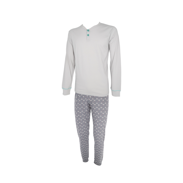 Pigiama Serafino Manica Lunga+pant.lungo Uomo Cotonella Grigio DU650_00013_2