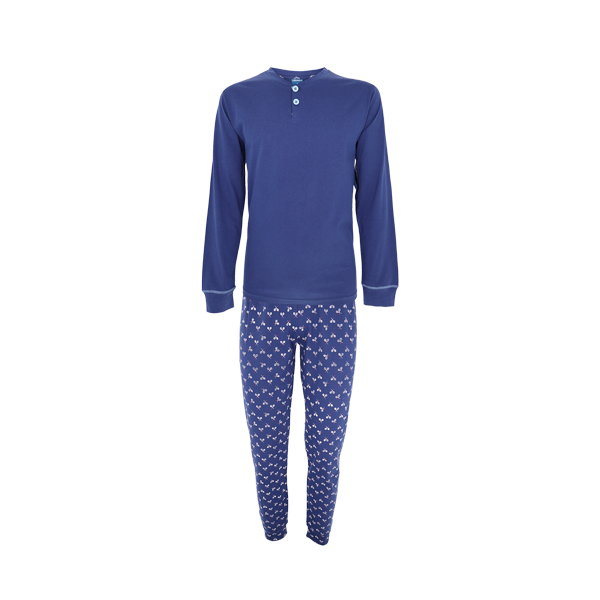 Pigiama Serafino Manica Lunga+pant.lungo Uomo Cotonella Blu DU650_00014_3