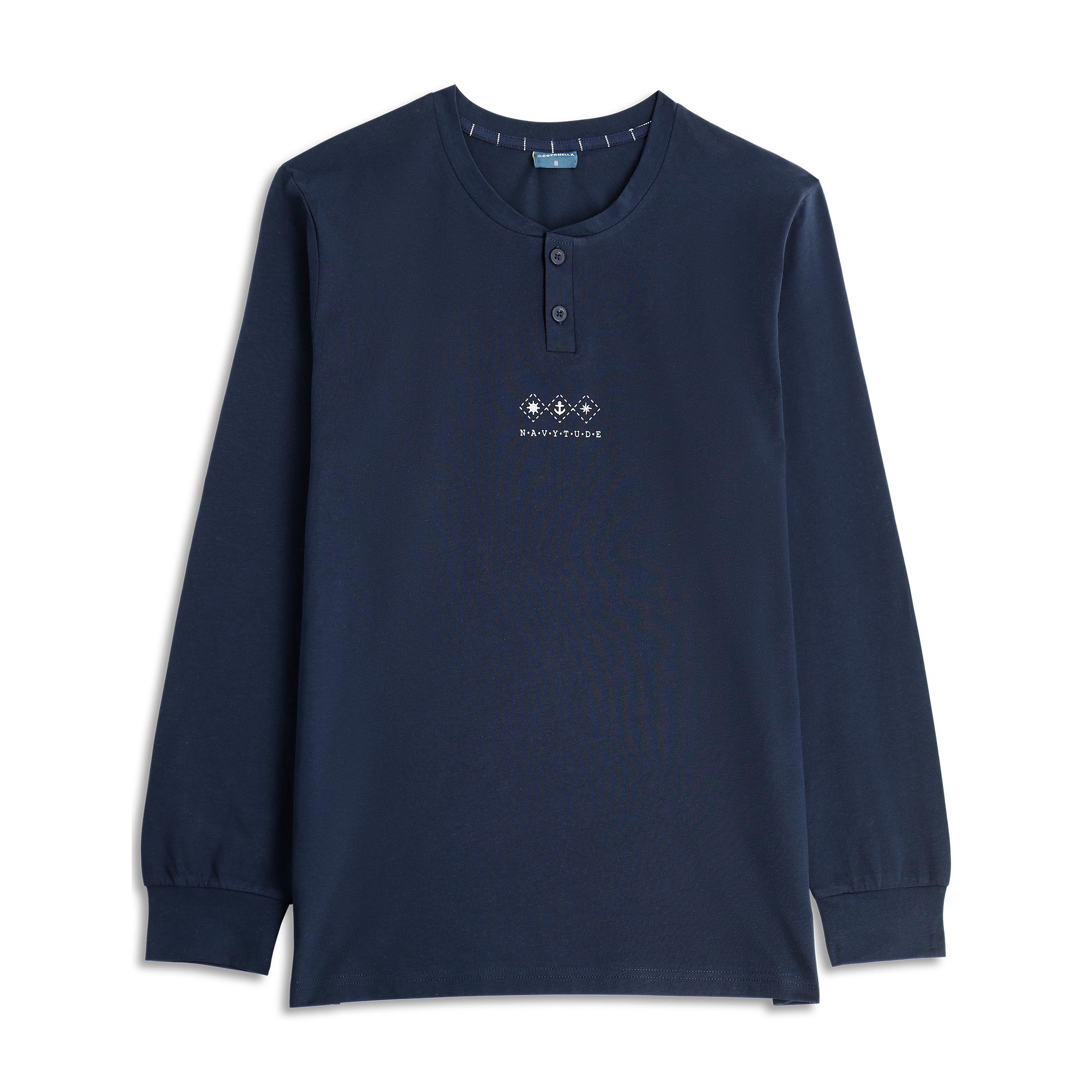 Pigiama Serafino Manica Lunga+pant.lungo Uomo Cotonella Blu DU663_0C014_3