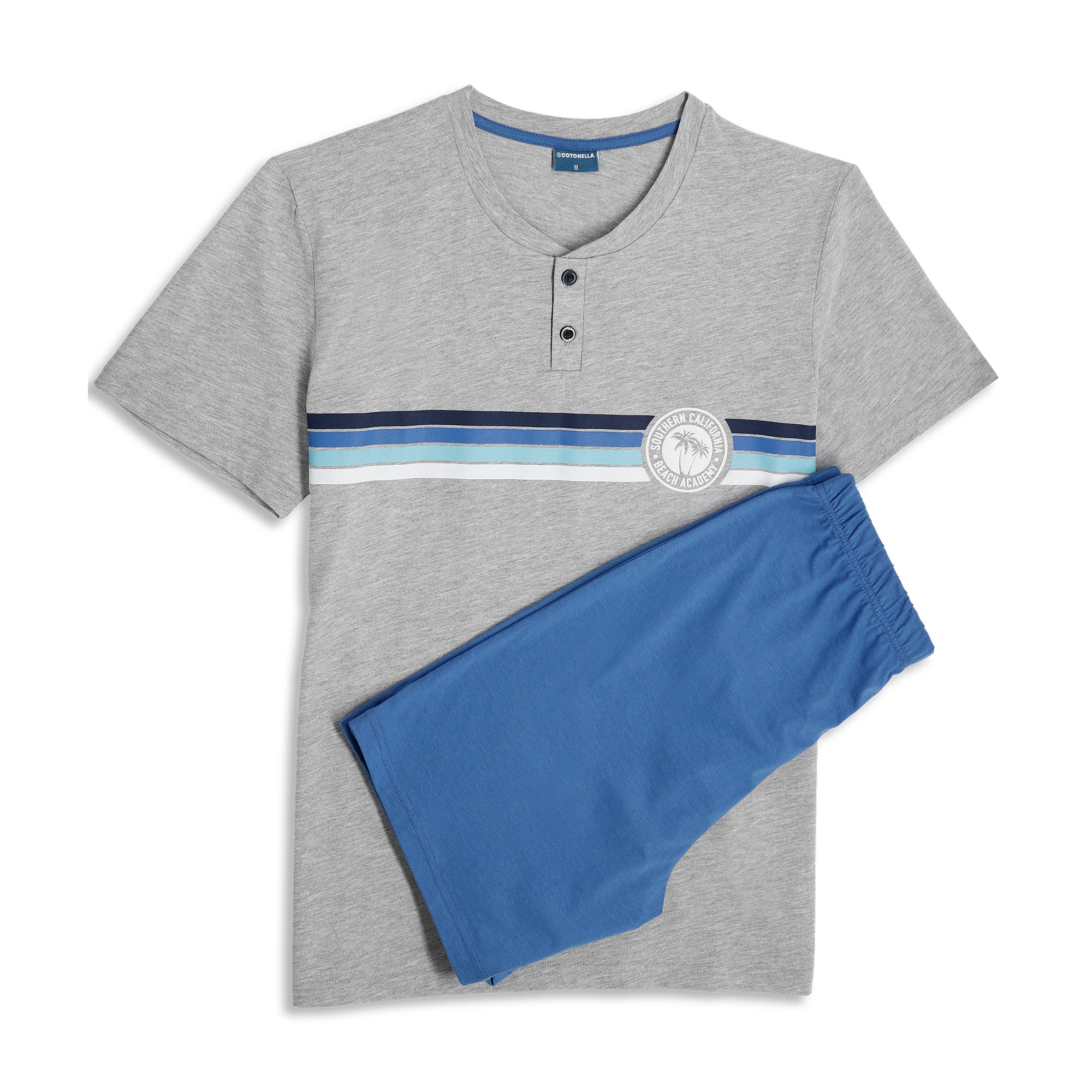 Pigiama Serafino Manica Corta+shorts Uomo Cotonella Grigio Melange DU665_00113