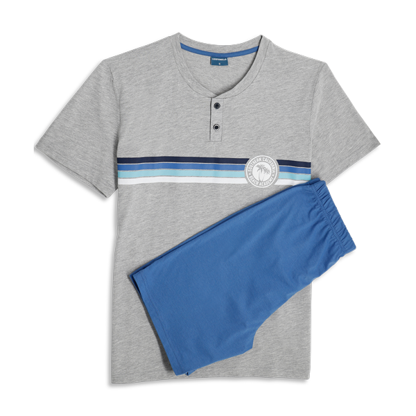 Pigiama Serafino Manica Corta+shorts Uomo Cotonella Grigio Melange DU665_00113