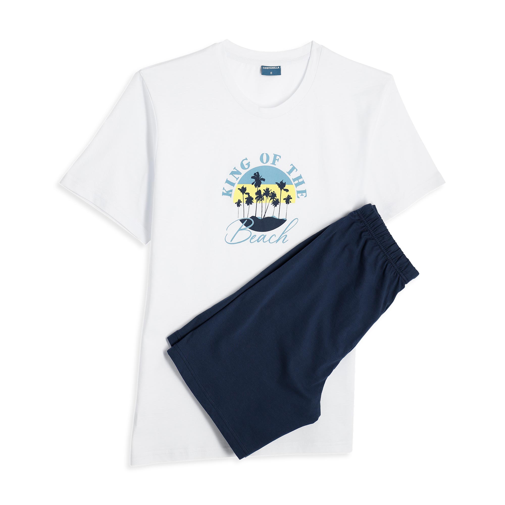 Pigiama Girocollo Manica Corta+shorts Uomo Cotonella Bianco DU671_00001_2