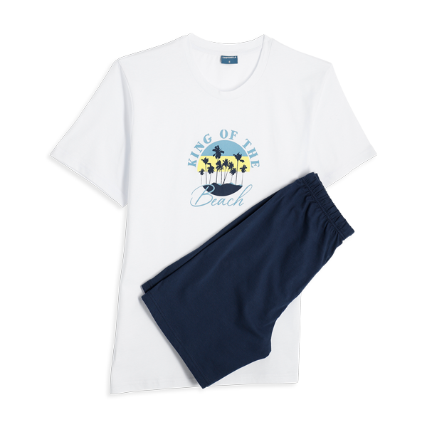 Pigiama Girocollo Manica Corta+shorts Uomo Cotonella Bianco DU671_00001_2