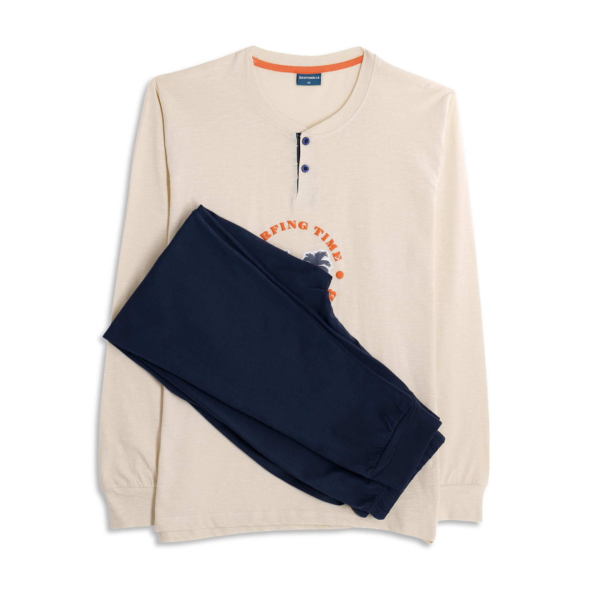 Pigiama Serafino Manica Lunga+pant.lungo Uomo Cotonella Sabbia DU675_00062_2