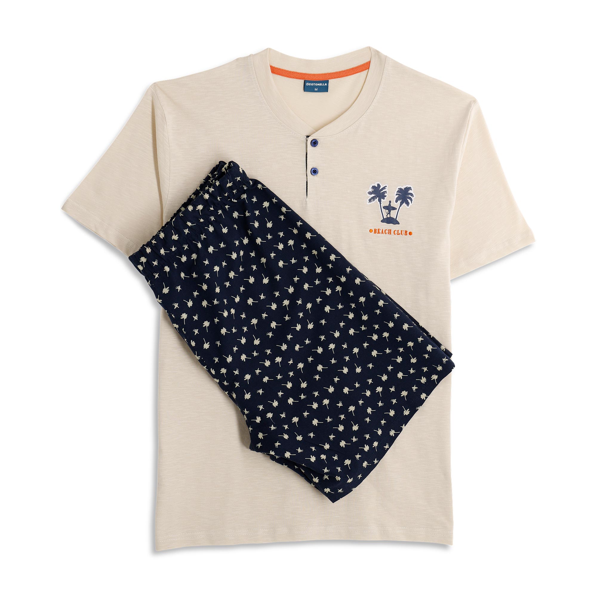 Pigiama Serafino Manica Corta+shorts Uomo Cotonella Sabbia DU676_00062_2