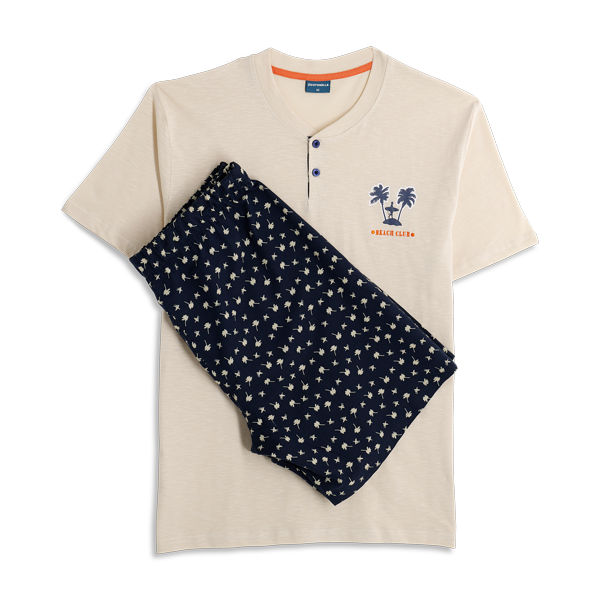 Pigiama Serafino Manica Corta+shorts Uomo Cotonella Sabbia DU676_00062_2