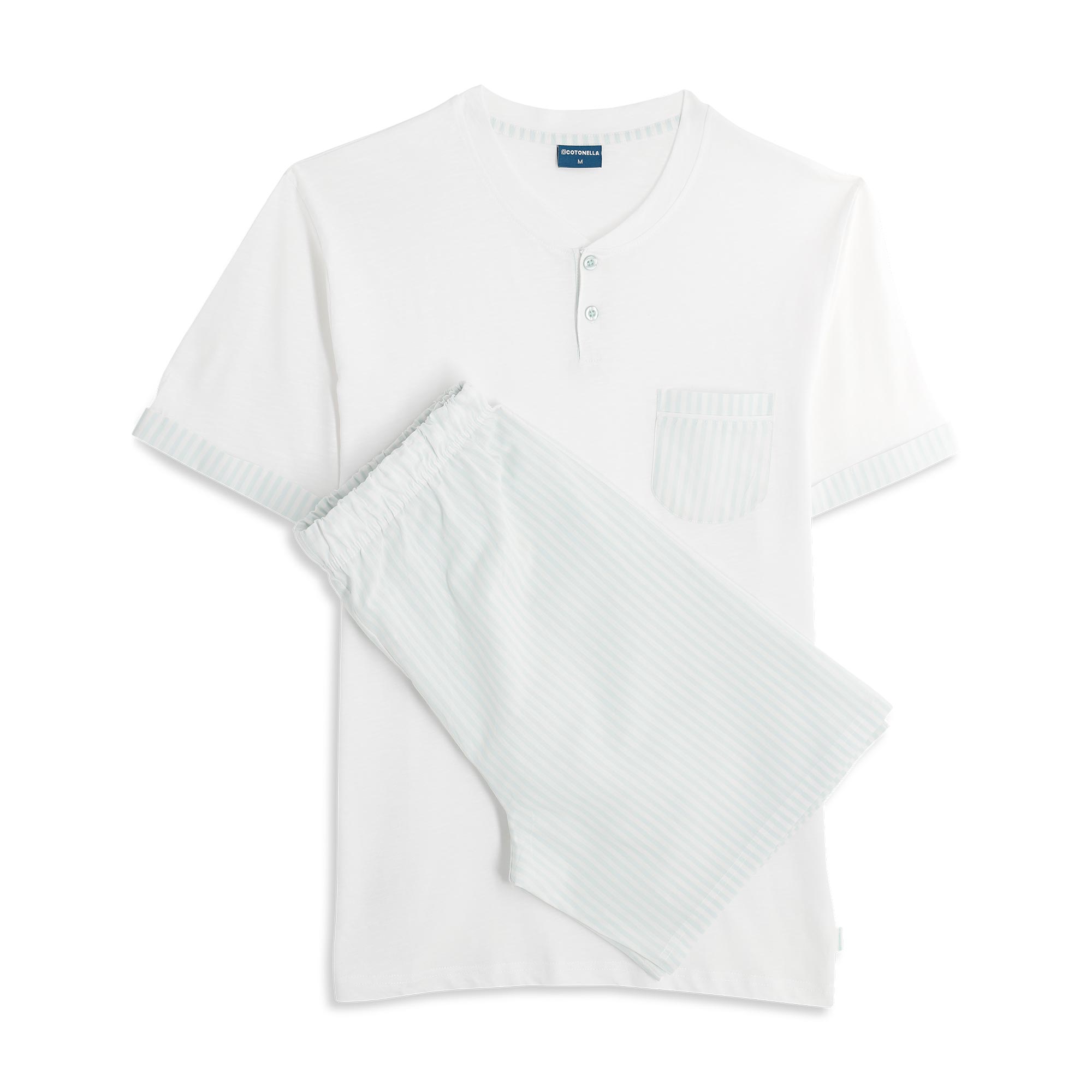 Pigiama Serafino Manica Corta+shorts Uomo Cotonella Bianco DU677_00001_2