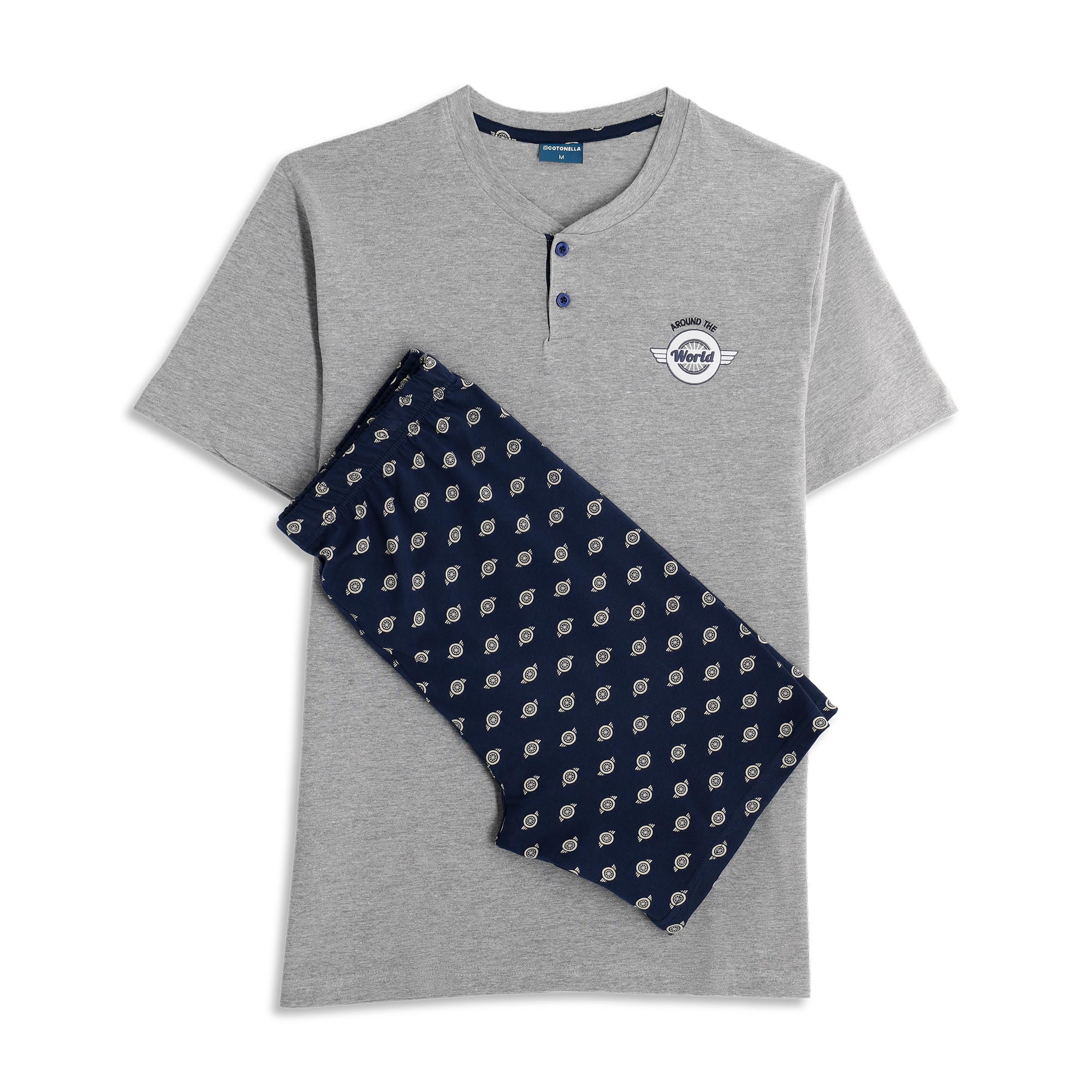 Pigiama Serafino Manica Corta+shorts Uomo Cotonella Grigio Melange DU680_00113_2