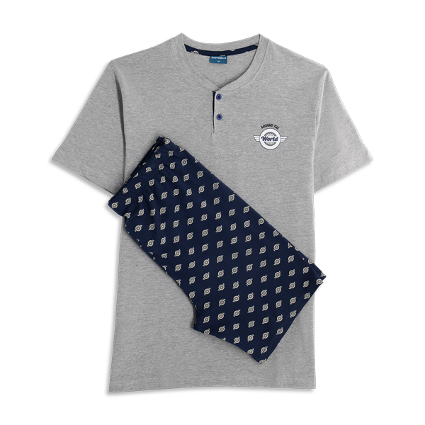 Pigiama Serafino Manica Corta+shorts Uomo Cotonella Grigio Melange DU680_00113_2