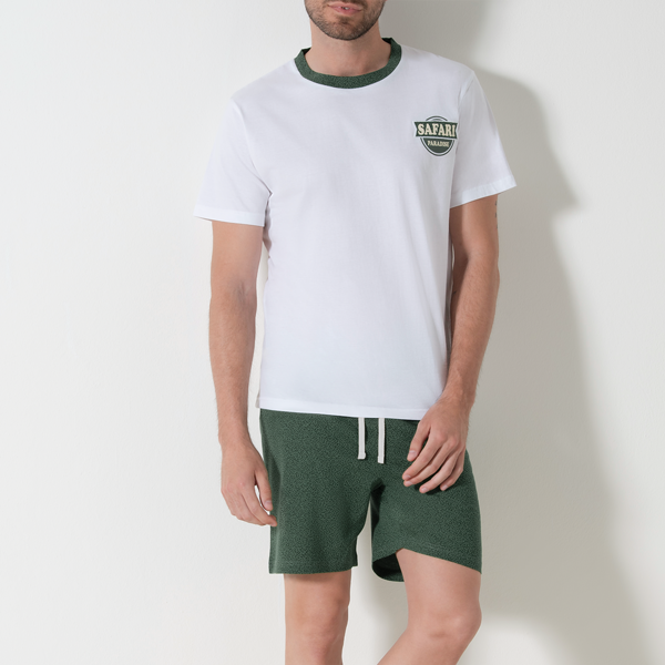 Pigiama Girocollo Manica Corta+shorts Uomo Cotonella Verde DU684_00009
