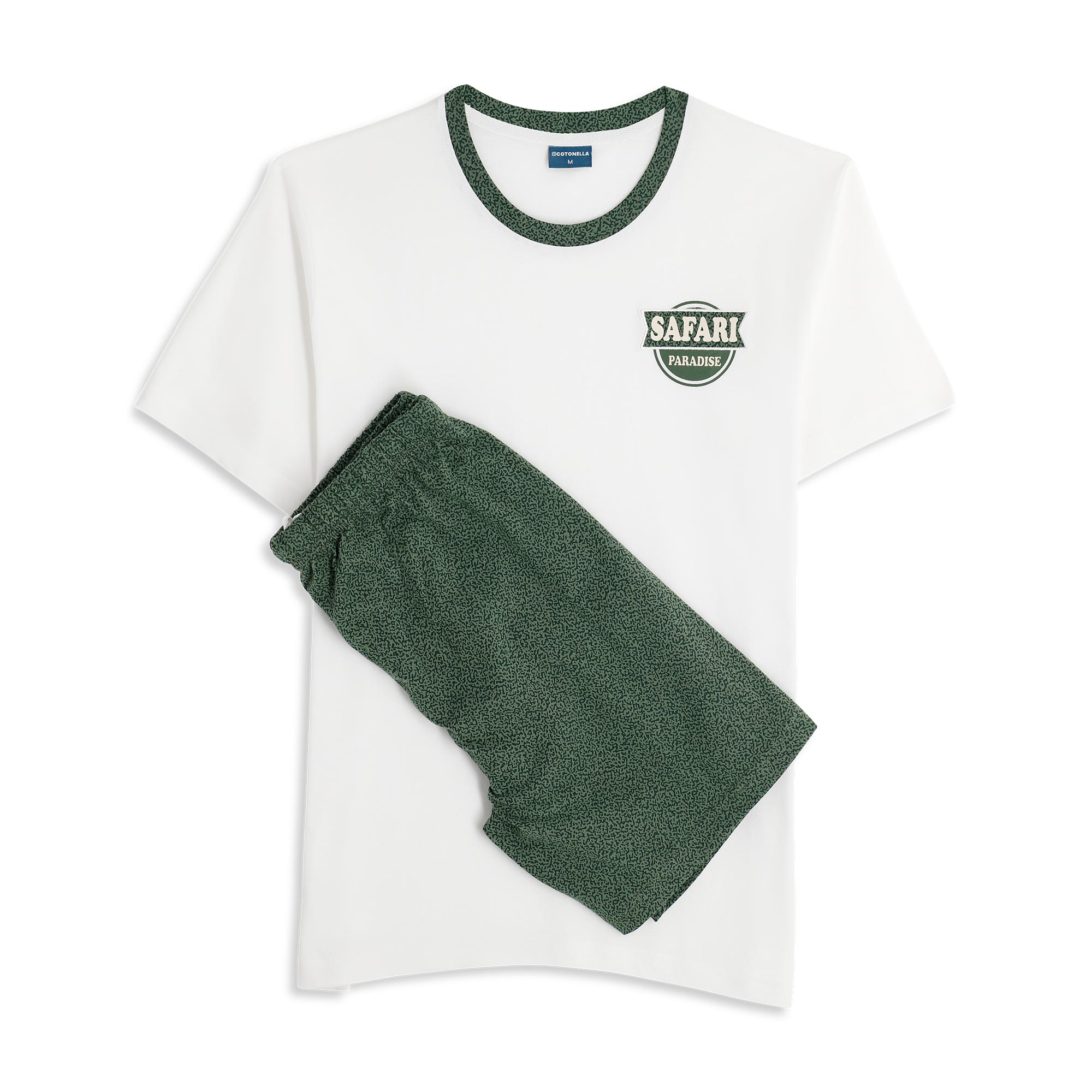Pigiama Girocollo Manica Corta+shorts Uomo Cotonella Verde DU684_00009_2